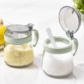 Lovwish Glass Jar Tray & Seasoning Pot Set 4Pcs Kitchen Coarse Cereals Storage Jar Canister Dispenser With Spice Jar Set Korean Style Cat's Paw Glass Sealed Can Large Capacity. 