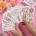 50 Sheets Japanese Paper Sticky Notebook Sticker Set Cartoon Anime Cute Girl Heart Student Label Diary diy Decoration Material Small Pattern Bedroom Dormitory Desk Wall. 