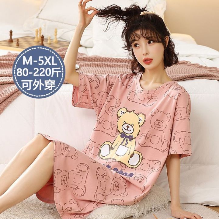 Nightdress%20for%20Women%20Summer%20Cotton%20Short%20Sleeve%20Thin%20Student%20Homewear%20Cute%20Outdoor%20Loose%20plus%20Size%20Maternity%20Pajamas%20Summer%20-%20Image%207