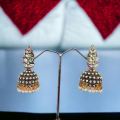 ESH Light gold Indian Vintage Bollywood dangle drop jhumka jimikki earring Trendy Leaf Design Pearl Drop & Multi Stone-Studded earring for women and girl. 