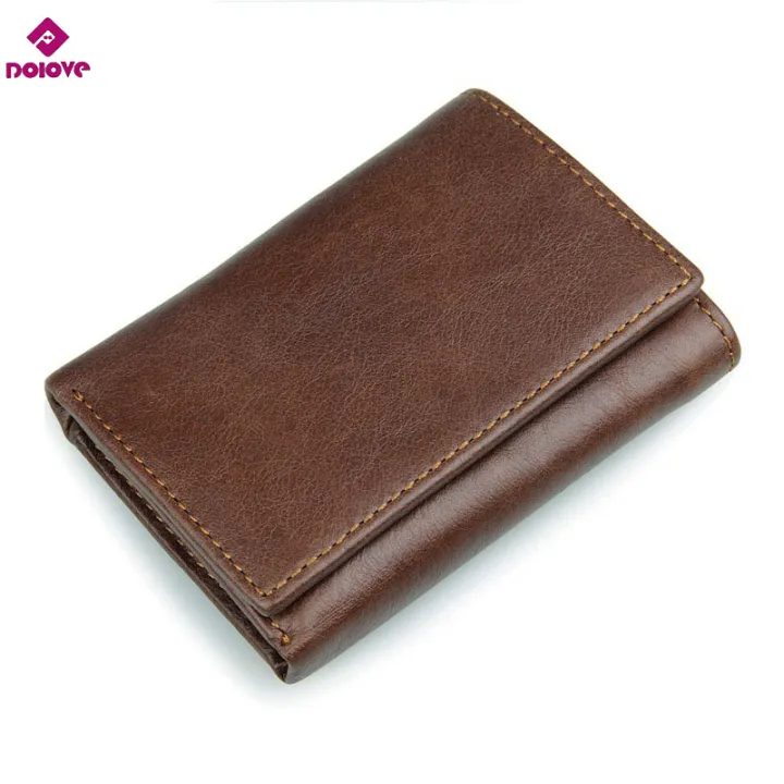 【GUTTY Lifestyle Store

】DOLOVE Style RFID Men Vintage  Cow Leather Trifold Purse Card Holder RFID Protection s for wallet
