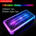 Coolmoon RGB Remote Controller Dc12v 5a Led Smart Fan Controller With 10pcs 6-pin Fan Ports 2pcs 4-pin Light Bar Ports. 