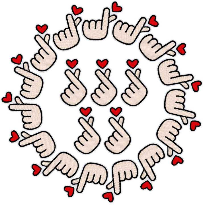 20PCS Korean Finger Heart Sew on Embroidery Patch, for Jeans