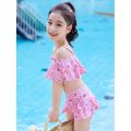 Western Style Split New Bikini Primary School Student Swimsuit 2024 Cute Summer Quick-Drying Medium and Large Children Girls Baby. 