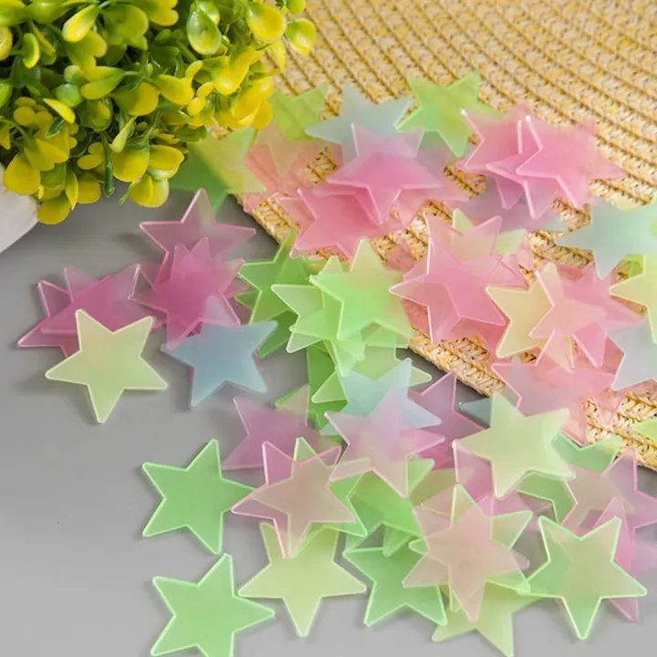 100pcs%203D%20Stars%20Glow%20In%20Dark%20Luminous%20Fluorescent%20Plastic%20Wall%20Sticker%20-%20Image%202