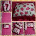 New Born Baby Pillow Sets with quilt pink cot sheet (two round side pillows, one mid pillow and quilt cot sheet in one pack). 
