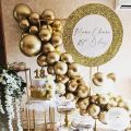100Pcs Gold Metallic Chrome Latex Balloons, 5Inch Round Helium Balloons for Wedding Graduation Anniversary Baby Shower. 