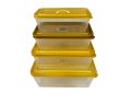 4 Pieces different sizes Transparent Plastic Food Containers Set (RECTANGULAR EXTRA LARGE,LARGE,MEDIUM,SMALL) Kitchen Grain Spicy Curry Lunch Boxes. 