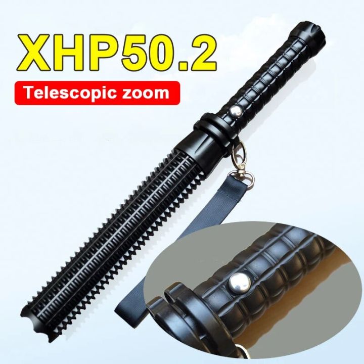 Baseball Bat Flashlight Super Bright LED Torch High Rechargeable Tactical Flashlight 18650 Self Defense Zoomable Waterproof Lamp