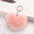 Fluffy Keychain Keyrings Soft Heart Shape Faux Pompom Keychain for Girl Women DENGYOUZHOU. 