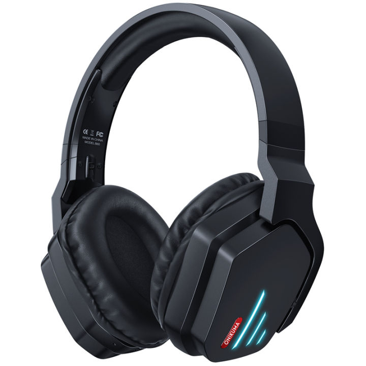 ONIKUMA B60 Wireless Bluetooth 5.2 Headphones LED Light Noise Reduction Mic Foldable Professional Gaming Lightweight Headset
