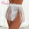 Muses Mall Fringe Short Skirt High Waist Tassel Skirt for Women Summer Fringe Mini Skirt for Party Clubwear Solid Color Beach Skirt Trendy Fashion. 