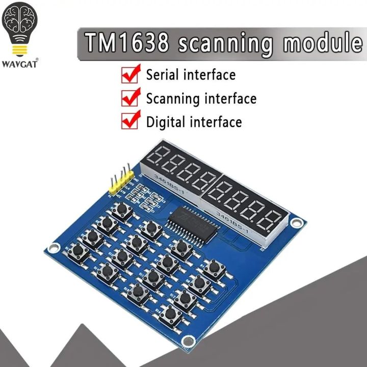 TM1638 Digital LED Display 8-Bit Digital Tube Board 3-Wire 16 Keys 8 Bits Keyboard Scan And KEY LED Module For Arduino