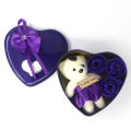 Heart-Shaped Mothers Day Gift 3pcs Soap Rose Flowers Bear Gift Box for Valentines Day Gift. 