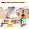 【Miga Plaza】9*9CM Wooden Cartoon Insulation Anti-heat Pad Table Mat Non-slip Pot Mat Creative Cute Bowl Tea Coaster Placemat. 