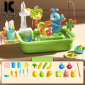 KOKKO Kids Play Sink With Running Water Kitchen Sink Dishwasher Toys With Electric Faucet Fishing Toys For Boys Girls. 
