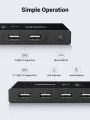 UGREEN USB Switch Selector 2 Computers Sharing 4 USB Devices USB 2.0 Peripheral Switcher Box Hub for Mouse, Keyboard, Scanner, Printer, PCs with One-Button Swapping and 2 Pack USB A to A Cable. 