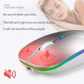 【FOOT SOFA】  Wireless Silent Mouse Bluetooth+2.4G Wireless USB Rechargeable With Power Display RGB LED Mice USB Optical Mouse For PC Laptop. 