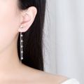 【ZOSR】925 Sterling Silver  Women's Fashion Jewelry High Quality Pearl Long Tassel Drop Simple Back Hanging Earrings Ear Cuff. 