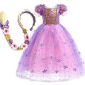 Children Halloween Costume Little Girls Rapunzel Costume Sequins Purple Dress Kids Princess Cosplay Dress 3 4 5 6 7 8 9 10 Years. 