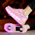 Men's and Women's Heelys Four-Wheel Transformative Shoes Rollerskate Two-Wheel Automatic Children's The Skating Shoes Fast Switching. 