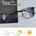 【BestGO】Photochromic Transition Eyeglasses / Computer Anti Radiation / Blue Light Coated Lens Trending Design High Quality Full Metal Frame Optical Eyewear Metal Hinges Eyeglass. 