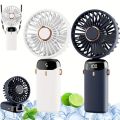 5 in 1 Desktop Fan Portable Foldable Handheld Fan USB Fans with Smart Led Digital Display Quiet Small Desk Fan with Speed Settings Personal Rechargeable Hanging Fan For Office Outdoor Sport Home Traveling TM. 