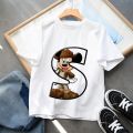 Summer Mickey Mouse Birthday Gift Alphabet T-Shirt Children Disney Boy 26 Letter Combination Short Sleeve Casual Party Kids Tee. 