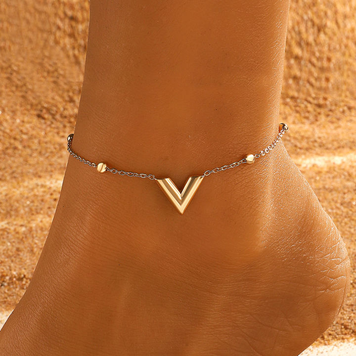 Qingwen Cross-Border New Arrival Stainless Steel Anklets Women ins