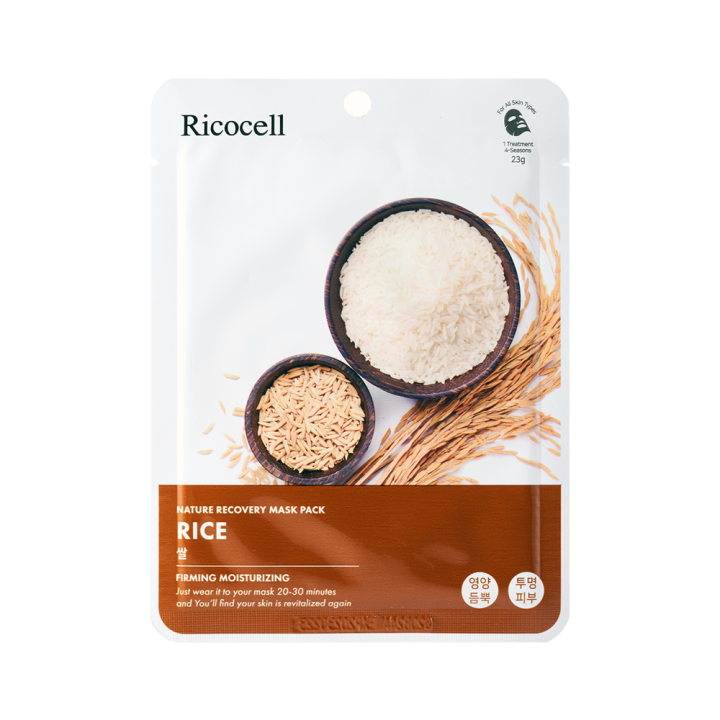Ricocell Korean Facial Mask Sheet 1Pcs Rice Moisture Essence Face Mask Sheet Skin Care Rice For Women & Men