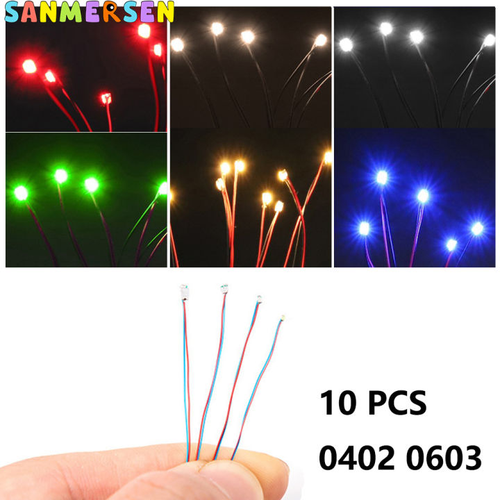 10pcs/lot Wired Chip 30cm 3v Railway Model 0402 0603 Smd Lamp Wired Led Pre-Soldered Lamp For Gundam Scenes