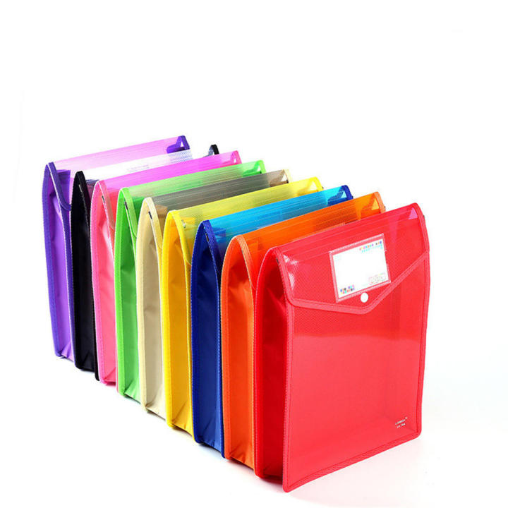 Waterproof Paper Storage Bag A4 File Organizer Portable Document Pouch Button Storage Bag Transparent File Folder Holder