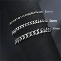 Unisex Trendy Cuban Chain Bracelet - Classic Stainless Steel - 3/5/7mm Width. 