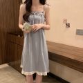 Slip Nightdress Women's Summer Pure Cotton 2023 New Style Pure Desire Style Lace Blue Vest for Women Night Dress Summer. 