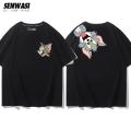 Men's Short Sleeve Cartoon Anime Shirt Tom 100% Cotton Couple Streetwear JerryTTomJerry Fashion Summer Casual. 