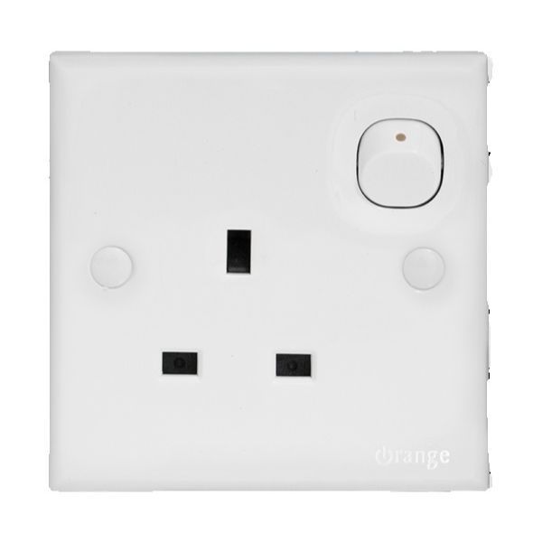 13A Socket Orange White Color | Casablanca White X5 | 3 Hole Square Pin | Switched Socket Outlet | Lifetime Warranty