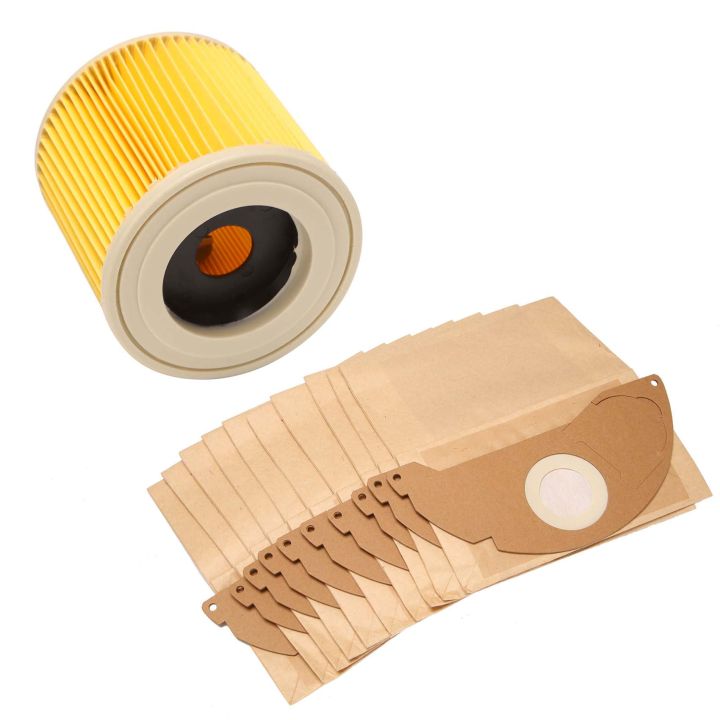 For Karcher Wet&Dry Wd2 Vacuum Cleaner Filter And 10x Dust Bags