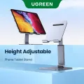 UGREEN Tablet Stand Adjustable Aluminum Tablet Holder for Desk ipad pro 12.9, 9.7, 10.5, ipad air Mini 4 3 2, iPhone 12 pro max, Surface pro. 