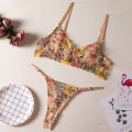 【Low price】TERMEZY Lingerie Set Floral Transparent Lace Bra Panties Brassiere Women Underwear G-String Temptation Panty Lady Briefs. 