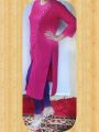 Ladies long side button top with button color legging. 