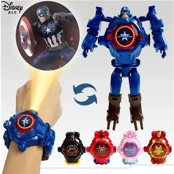Disney%20Frozen%20Avengers%20Deformation%20Electronic%20Watch%20Boy%20girl%20Toy%20Cartoon%20Captain%20America%20spiderman%20Transformed%20Robot%20child%20Watch%20-%20Image%203