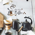 Creative Coffee Cup Pattern Wall Stickers Cafe Living Room Decor Cabinet Art English Home Decoration Self-adhesive Wallpaper. 