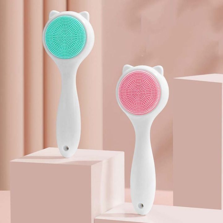 Silicone Silica Gel Brush Cat Ear Shape Blackhead Remover Exfoliating Brush Makeup Removal Soft