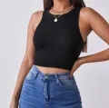Cuelo High Ribbed Crop Top for Women. 