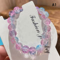 Women's Cracked Quartz Crystal Beaded Round Glass Beads Stretch Bracelet Bangle Bracelets Women Girl Charm Wrap Jewelry. 