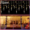 Auoyo Light Strip Christmas Lights Icicle Lighting 4M Curtain String Lights Waterproof Socket Party Garden Eaves Outdoor Decoration For Wedding Party Home Garden Street. 