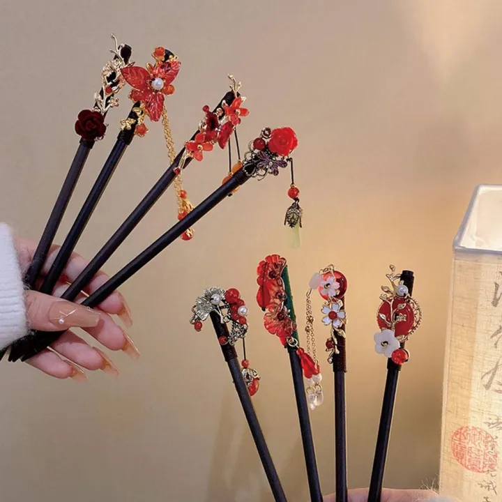 Hair%20Clip%20Accessories%20Vintage%20Retro%20Red%20Hair%20Stick%20Fashion%20Ancient%20Style%20Red%20Rose%20Fringe%20Hairpin%20Multi-purpose%20Senior%20Chinese%20Hairpin%20Headwear%20Girls%20-%20Image%208