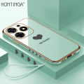 Hontinga for Tecno Spark 10 Pro Back Cover（Free Lanyard）Luxury 6D Plating Lover Heart Side Pattern Case Soft Silicone Square Mobile Cover. 