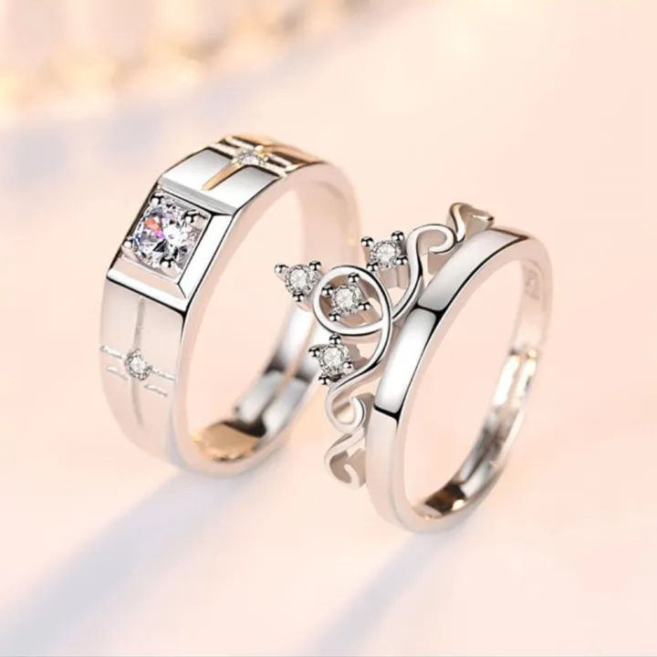 925%20sterling%20silver%20new%20jewelry%20fashion%20couple%20ring%20engagement%20wedding%20anniversary%20gift%20woman%20man%20crown%20open%20ring%20-%20Image%204