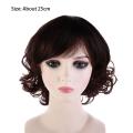 【Free shipping】 Thick Daily Smooth Heat Resistant Fiber False Female Hair Extension Invisible Natural Syhthetic Wig Women Bob Hair Ladies Curly Wigs Short Brown Wavy Wig. 
